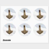 Gold Thor Hammer nuages grands autocollants ronds (Feuille)