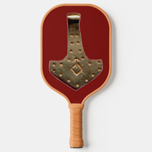 Gold Thor Hammer rode tan pickleball paddle (Voorkant)