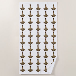 Gold Thor Hammer serviette de plage blanche