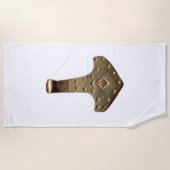 Gold Thor Hammer serviette de plage blanche (Devant)