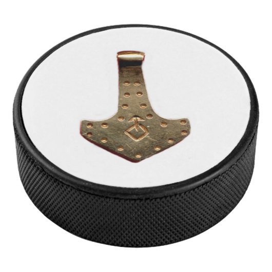 Gold Thor Hammer witte hockeypuck Hockey Puck (3/4)