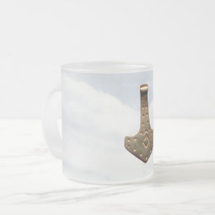 Gold Thor Hammer wolken frosted glass mok