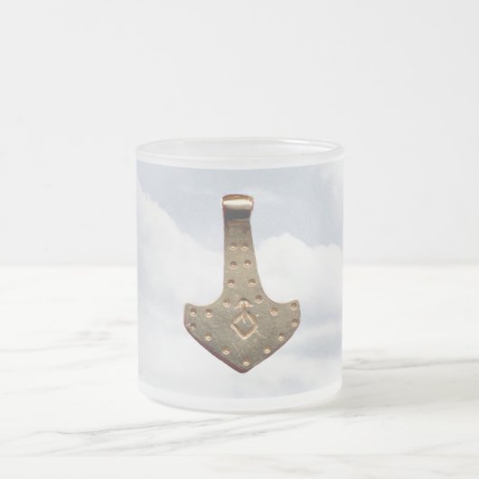 Gold Thor Hammer wolken frosted glass mok (Center)