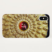 GOLD THRACIAN DISK MONOGRAM Red Ruby Gem Case-Mate iPhone Case (Achterkant (horizontaal))