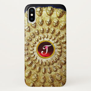 GOLD THRACIAN DISK MONOGRAM Red Ruby Gem iPhone X Hoesje