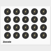 Gold thunder bliksemschicht zwarte, moderne leuke  ronde sticker (Vel)