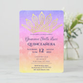 Gold Tiara Quinceañera Party Invitation (Debout devant)
