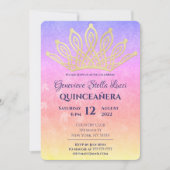 Gold Tiara Quinceañera Party Invitation (Devant)