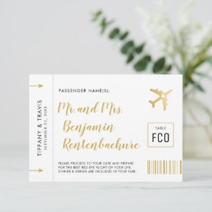 Gold Ticket Boarding Pass Place Card Individueel