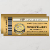 Gold Ticket Elk Nummer Verjaardagsfeest Kaart (Voorkant / Achterkant)
