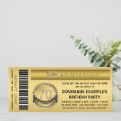 Gold Ticket VIP 70ste Verjaardagsfeest Kaart (Staand voorkant)