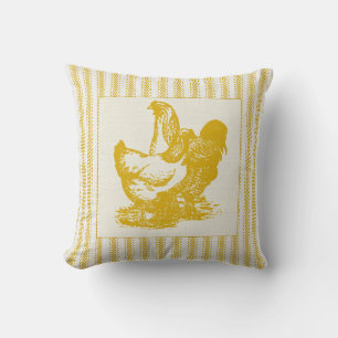 Gold Ticking met Rooster en Chicken Kussen