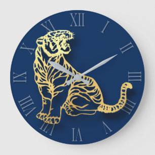 Gold Tiger Papercut Chinees nieuwjaar Zodiac RWC Grote Klok