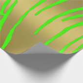 Gold Tiger Stripes Green Cadeaupapier (Hoek)
