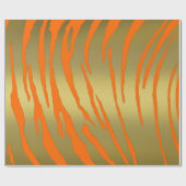 Gold Tiger Stripes Oranje Cadeaupapier (Vlak)