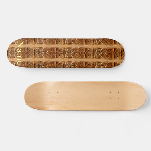 Gold Tiki Sculpture Thunder_Cove Skateboard (Horizontaal)