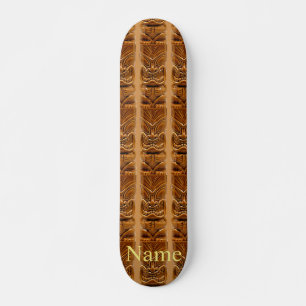Gold Tiki Sculpture Thunder_Cove Skateboard