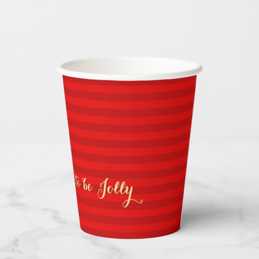 Gold Tis Seizoen is Jolly Kerstrode Stripes Papieren Bekers (Achterkant)