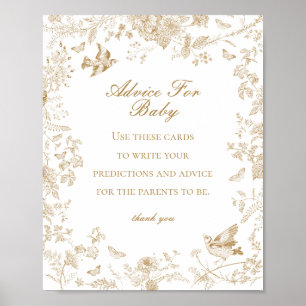 Gold Toile De Jouy Advies voor Baby shower Game Poster