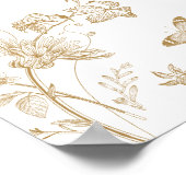 Gold Toile De Jouy Baby shower Floral Affiche de b (Coin)