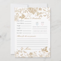 Gold Toile De Jouy Floral Advies voor Baby Kaart