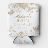 Gold Toile De Jouy Floral Vrijgezellenfeest Blikjeskoeler (Voorkant)