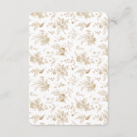 Gold Toile de Jouy Registry Kaart Invitation Inser (Achterkant)
