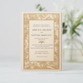 Gold Toile Wedding Invitation (Gilded Heirloom) (Debout devant)