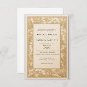Gold Toile Wedding Invitation (Gilded Heirloom) (Devant / Derrière)