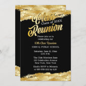 Gold Tone Modern Class Reunion Party Kaart (Voorkant / Achterkant)