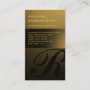 Gold Tone Monogram Interior Designer Visitekaartje