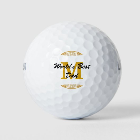 Gold Tone Monogram Scrollwork Werelden Beste Papa Golfballen (Voorkant)