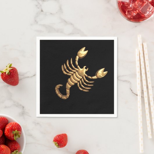 Gold Tone Scorpio Scorpion Symbol Zodiac Servet (Insitu)