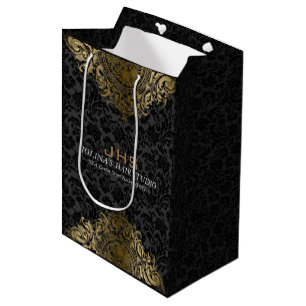 Gold-toners op zwart- Ornament Medium Cadeauzakje