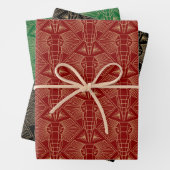 Gold tones Elephant head Art Deco Pattern Inpakpapier Vel (In situ)