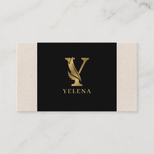 Gold tones letter Y floral decorative Visitekaartje