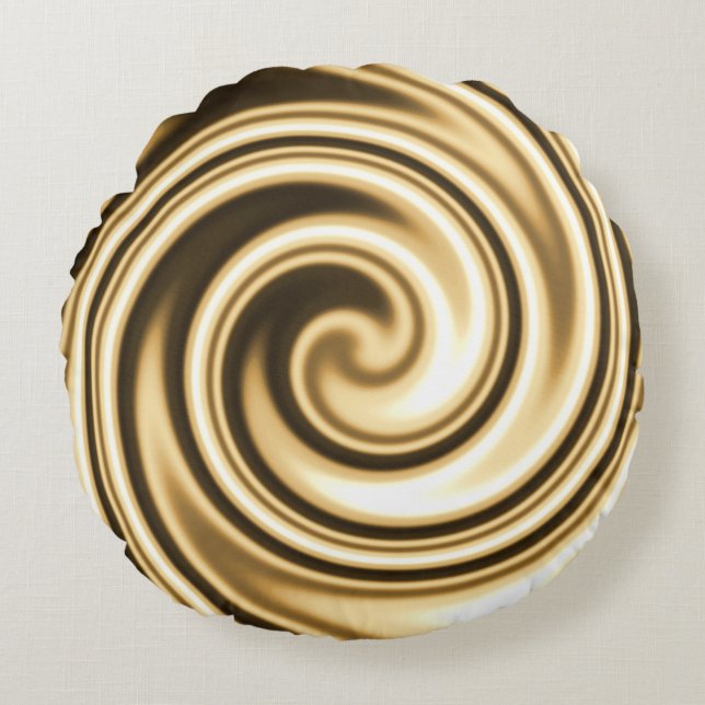 Gold Tones Soft Focus Spiral Swirl Rond Kussen (Voorkant)