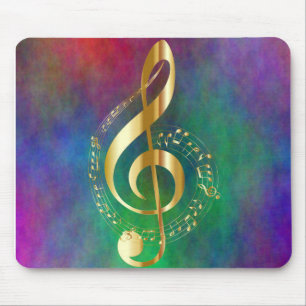 Gold Treble Clef Colorful Design Muismat