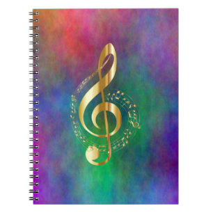 Gold Treble Clef Colorful Design Notitieboek