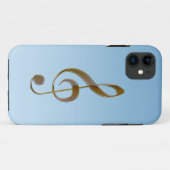 Gold Treble Clef iPhone 5 Coque pour les mélomanes (Dos (Horizontal))