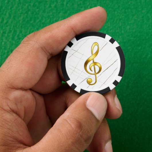 Gold Treble Clef Marble Home Decor Poker Chips (Hand)