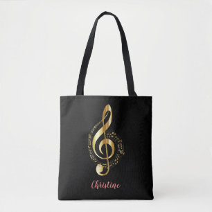 Gold Treble Clef Music Canvas tas