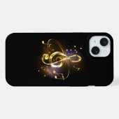 Gold Treble Clef Music iPhone Hoesje (Achterkant horizontaal)