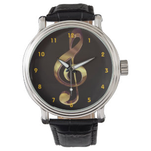 Gold Treble Clef Music Watch Horloge