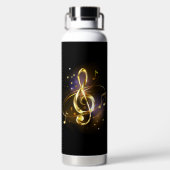 Gold Treble Clef Music Waterfles (Achterkant)