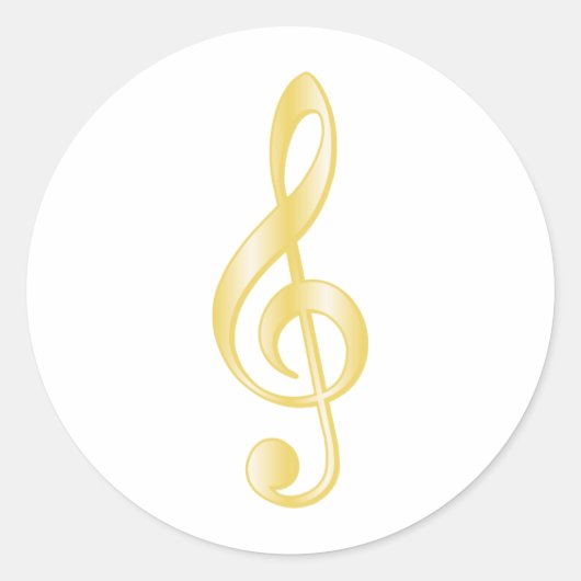 "Gold" Treble Clef Ronde Sticker (Voorkant)