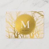 Gold Tree Branches Beige Monogram Professional Visitekaartje (Voorkant)