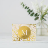 Gold Tree Branches Beige Monogram Professional Visitekaartje (Staand voorkant)