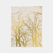 Gold Tree Branches Pattern Beige Background Fleece Deken (Voorkant)