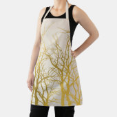 Gold Tree Branches Pattern Beige Background Schort (Insitu)